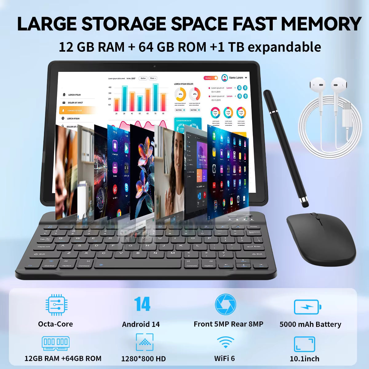 The Ultimate Pro-Tab Bundle | 10.1" Android 14 Tablet with Full Accessory Suite