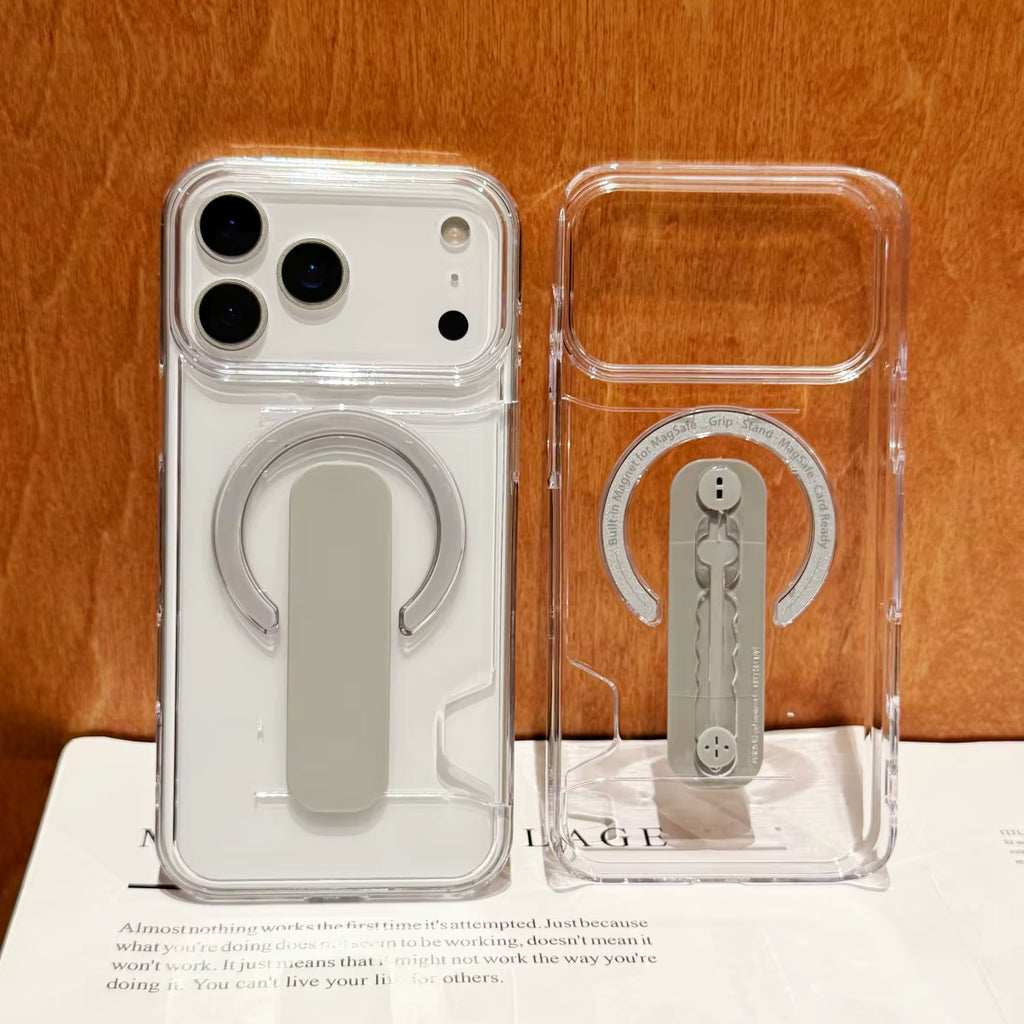 Ultra-Clear Magnetic Card Suite – Heavy Duty Shockproof Case with Built-in Bracket for iPhone 17/16/15/14/13 Series