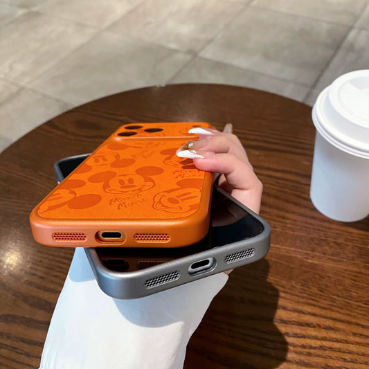 Cartoon Mickey Leather Phone Case For iPhone