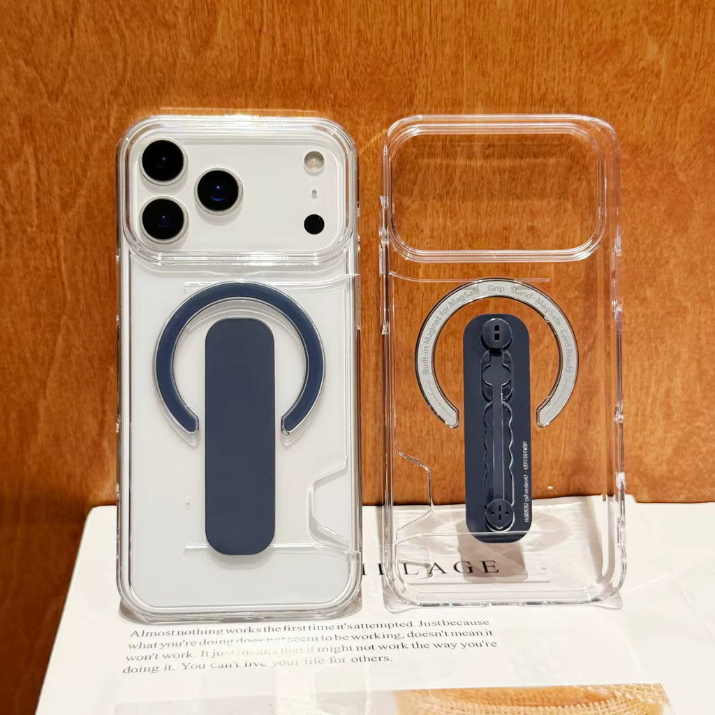 Ultra-Clear Magnetic Card Suite – Heavy Duty Shockproof Case with Built-in Bracket for iPhone 17/16/15/14/13 Series