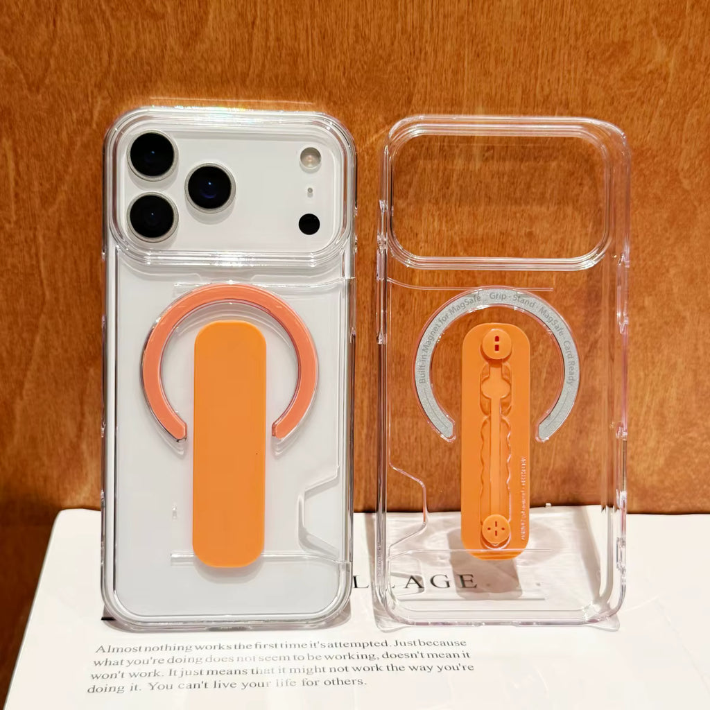 Ultra-Clear Magnetic Card Suite – Heavy Duty Shockproof Case with Built-in Bracket for iPhone 17/16/15/14/13 Series
