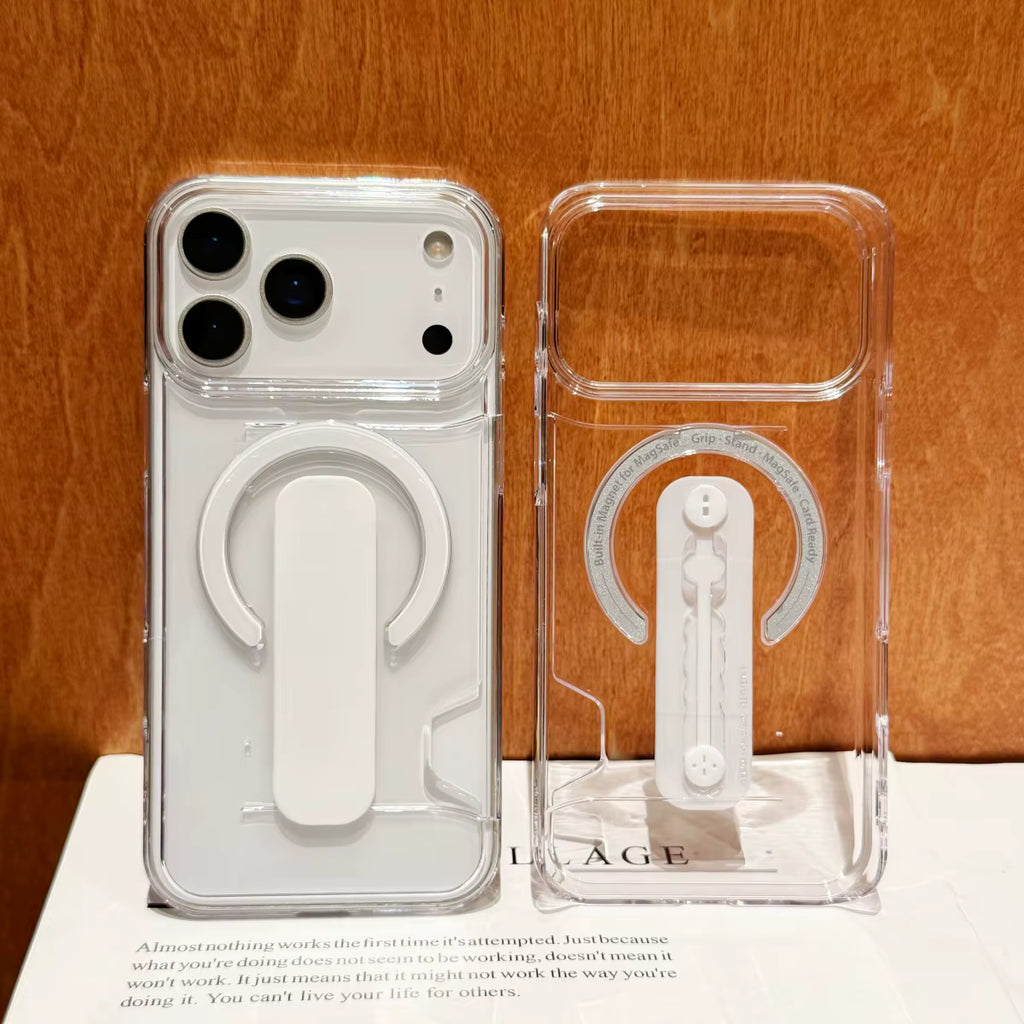 Ultra-Clear Magnetic Card Suite – Heavy Duty Shockproof Case with Built-in Bracket for iPhone 17/16/15/14/13 Series