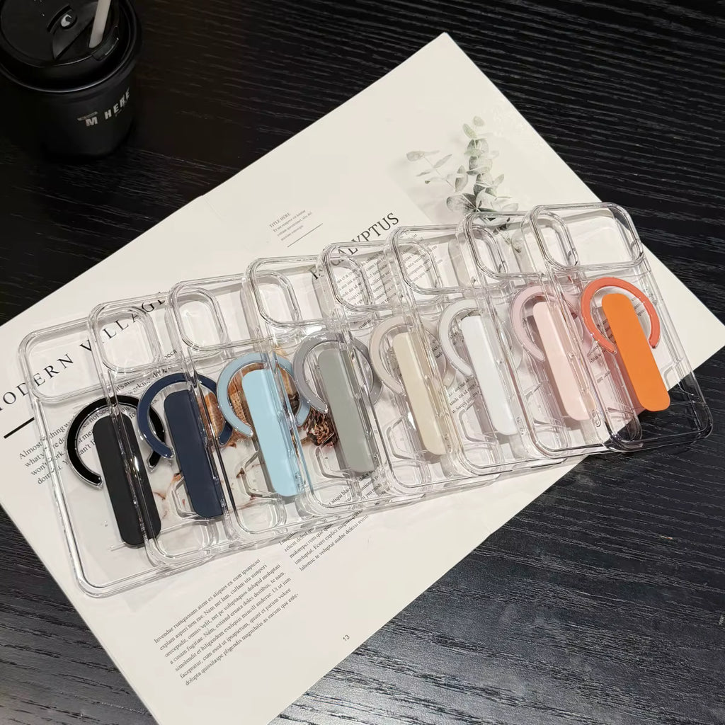 Ultra-Clear Magnetic Card Suite – Heavy Duty Shockproof Case with Built-in Bracket for iPhone 17/16/15/14/13 Series