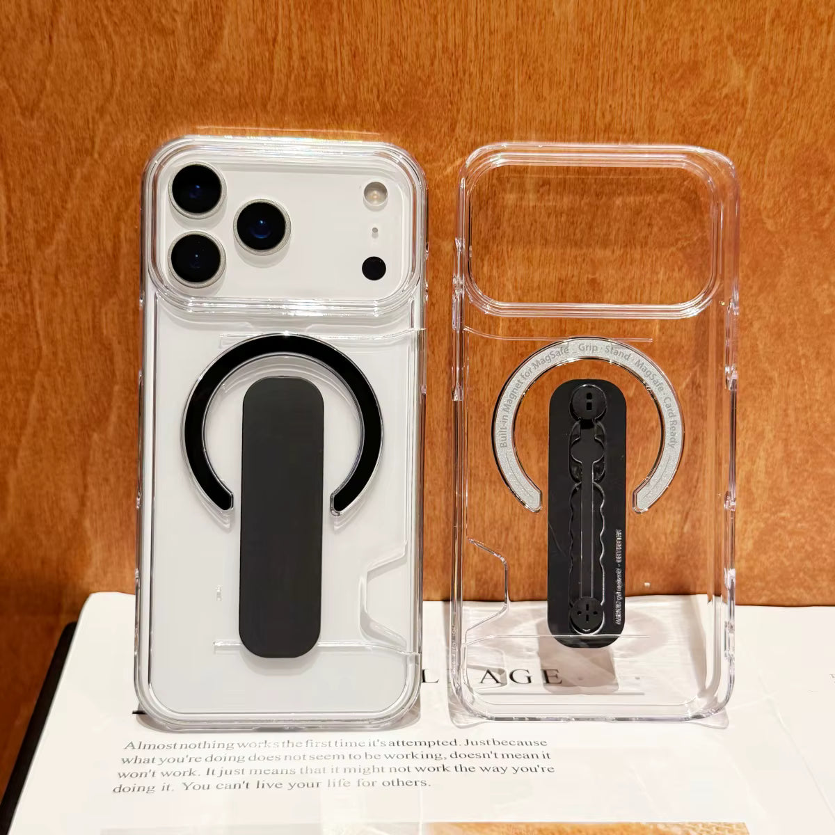 Ultra-Clear Magnetic Card Suite – Heavy Duty Shockproof Case with Built-in Bracket for iPhone 17/16/15/14/13 Series