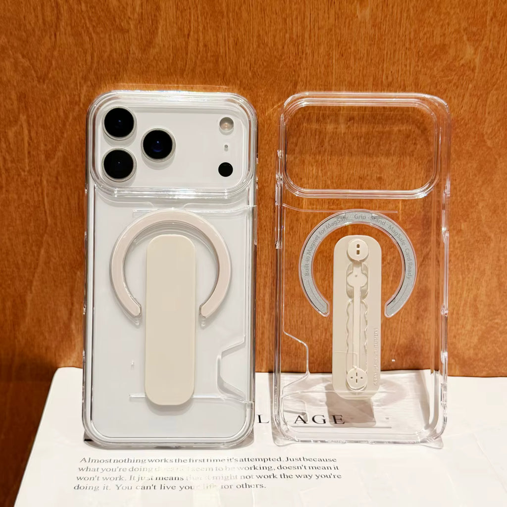 Ultra-Clear Magnetic Card Suite – Heavy Duty Shockproof Case with Built-in Bracket for iPhone 17/16/15/14/13 Series